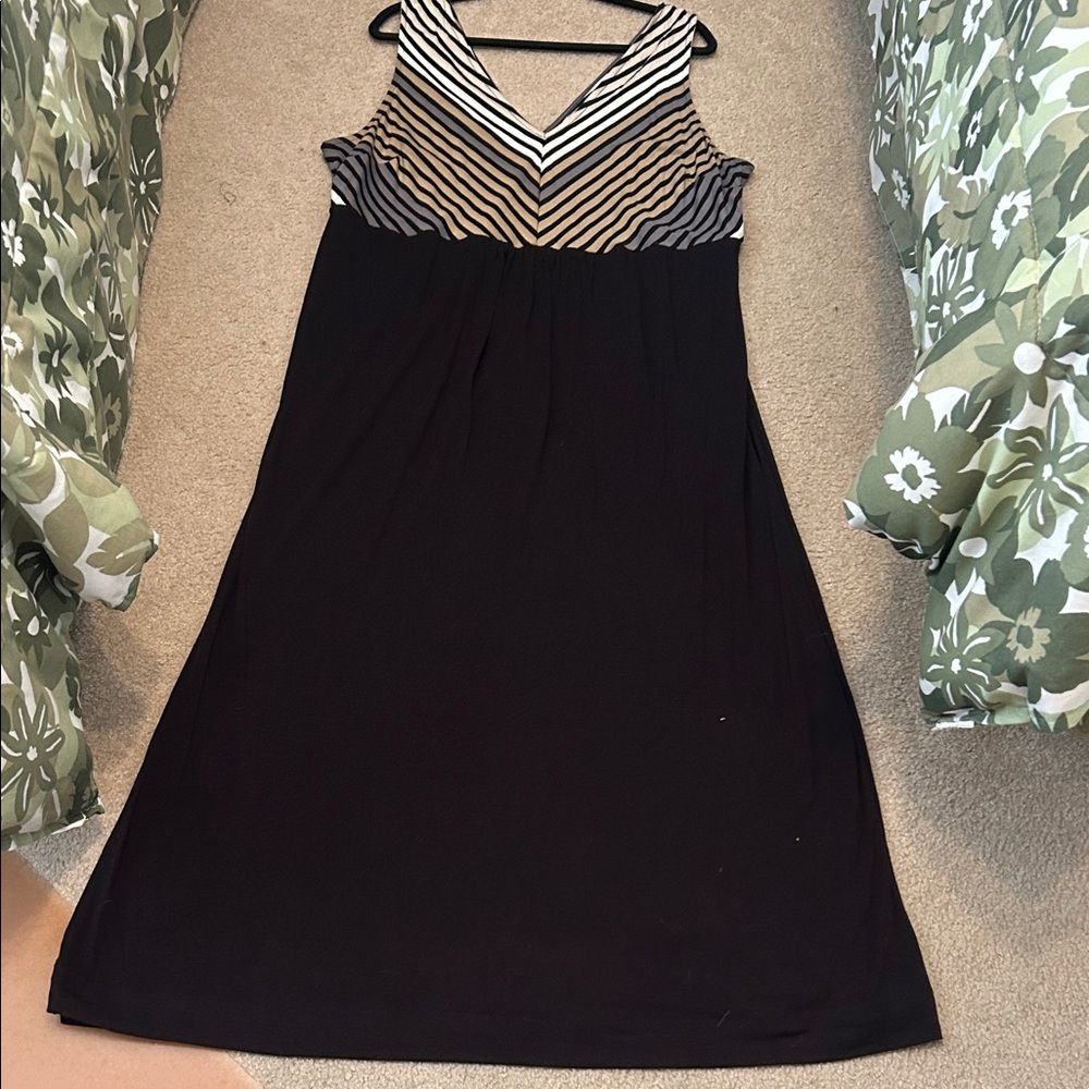 Faded Glory Black Dress with Gold Stripes